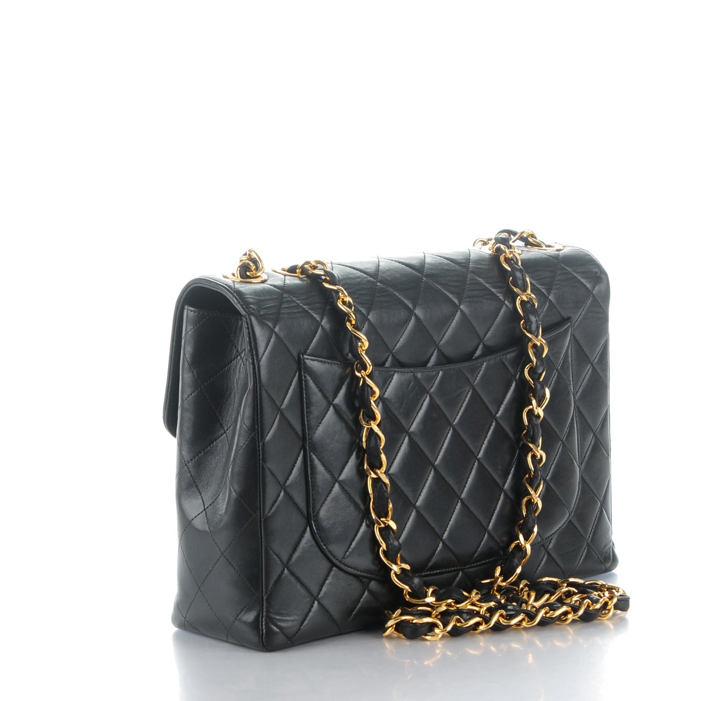 Lambskin Quilted Jumbo Single Flap Black