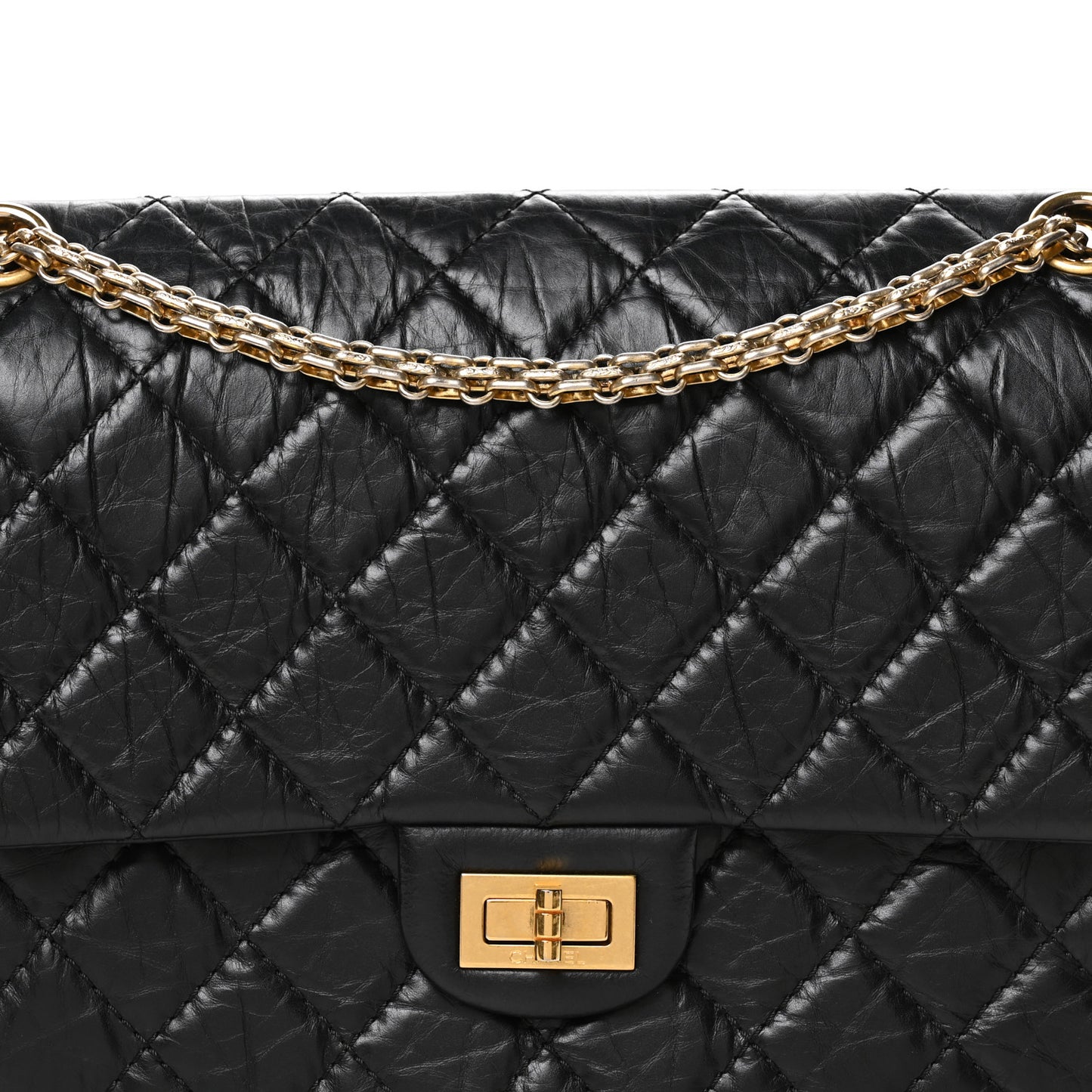 Aged Calfskin Quilted 2.55 Reissue 226 Flap Black