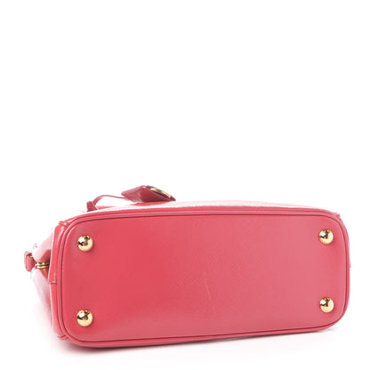 Prada Saffiano Vernice Mini Galleria Double Zip Tote Peonia 4 of 16