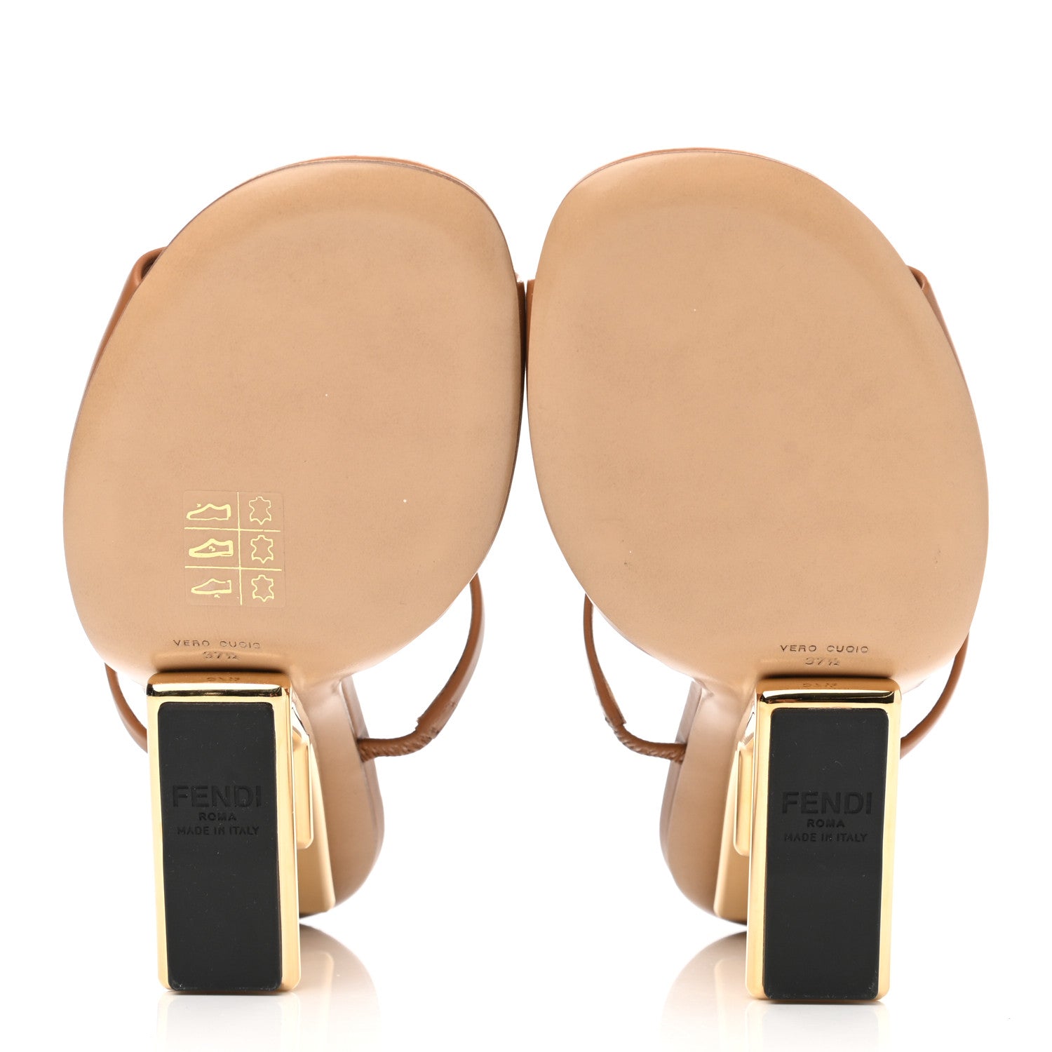 Fendi Calfskin Fendi First 95mm Slide Sandals 37.5 Caramello 6 of 16