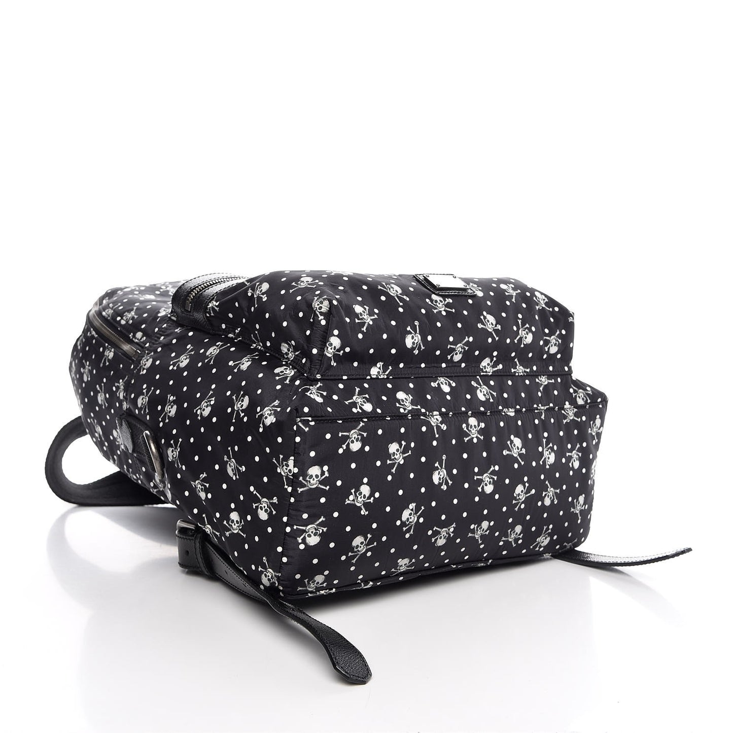 Nylon Skull Print Backpack Black