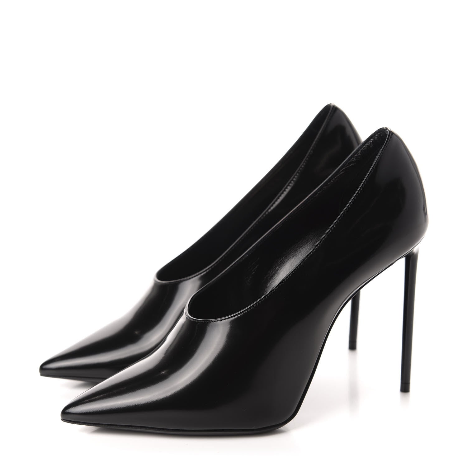 Saint Laurent Patent Calfskin Teddy High Vamp 105 Pumps 37.5 Black 3 of 10