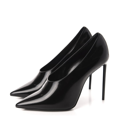 Saint Laurent Patent Calfskin Teddy High Vamp 105 Pumps 37.5 Black 3 of 10