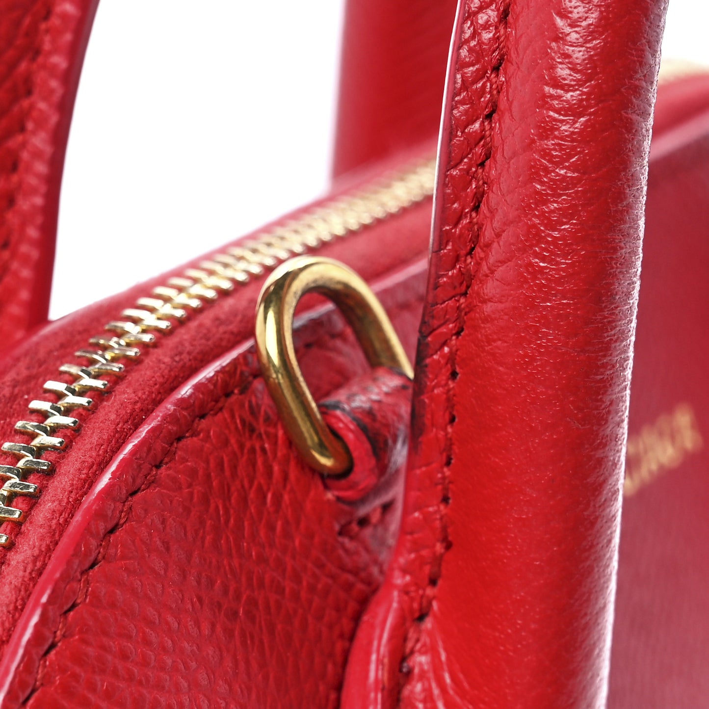 Signature Grained Calfskin Logo XXS Ville Top Handle Bag Rouge Coquelicot Black