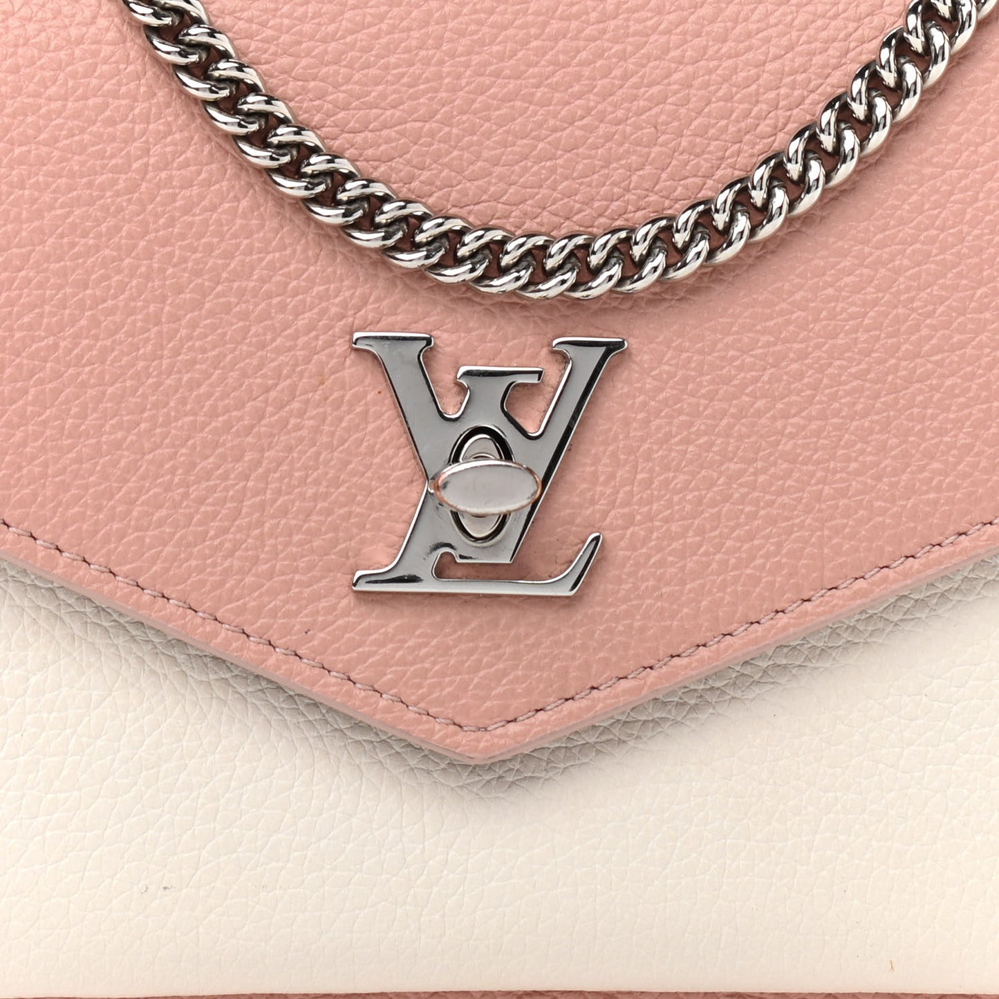 Calfskin My Lockme Chain Pochette Rose Ballet White