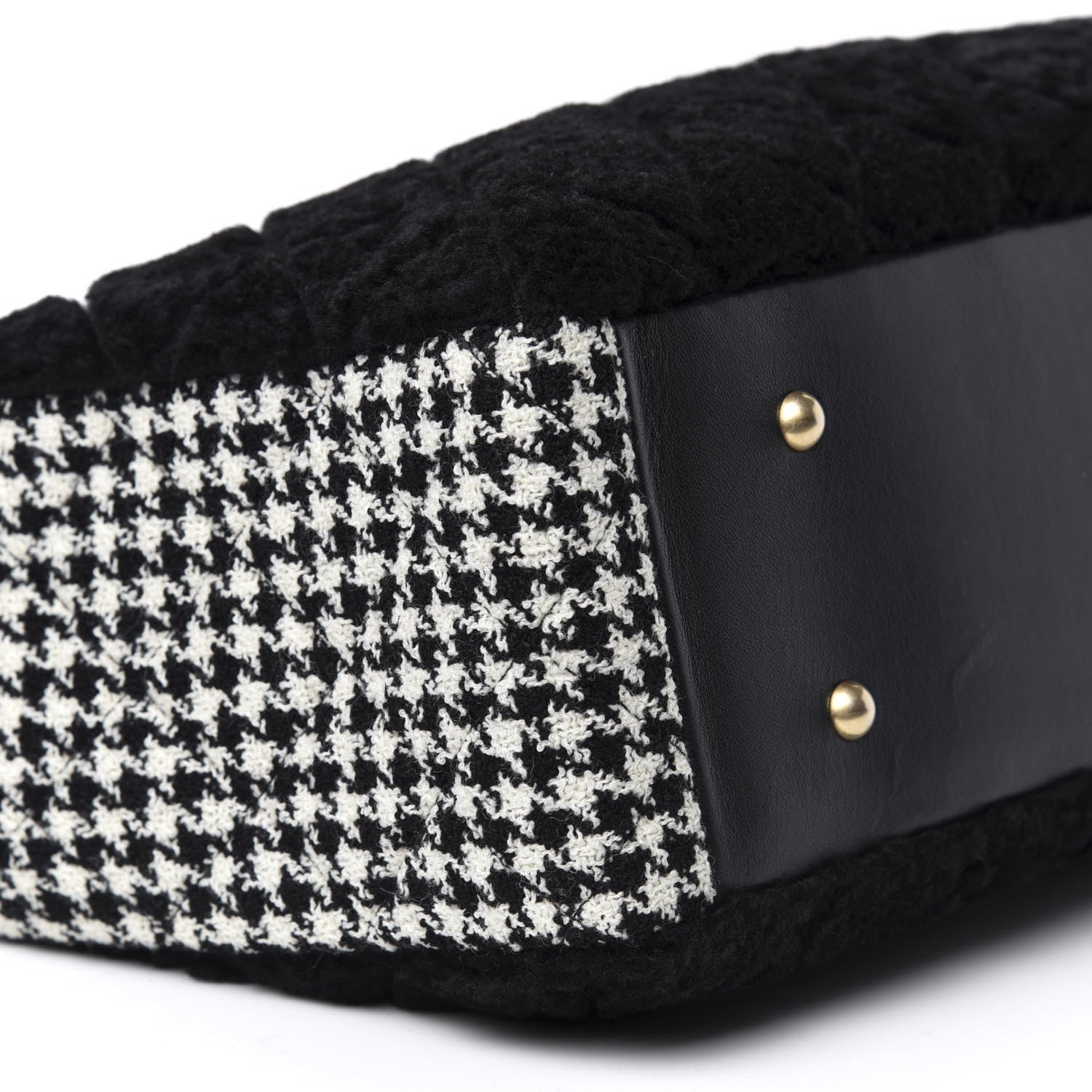 Chanel Shearling Tweed Shopper Tote Black 8 of 10