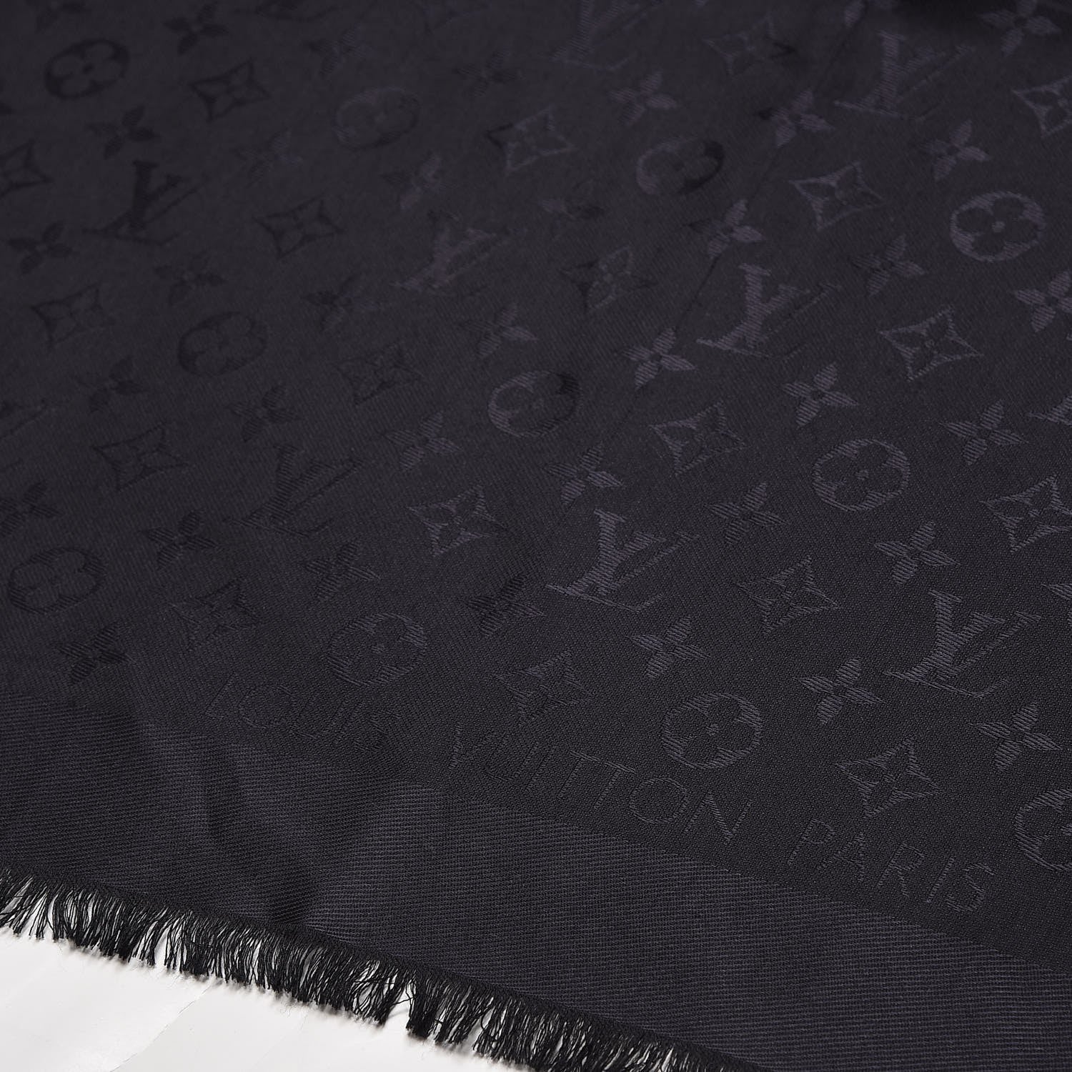 Louis Vuitton Silk Wool Monogram Shawl Black 3 of 4