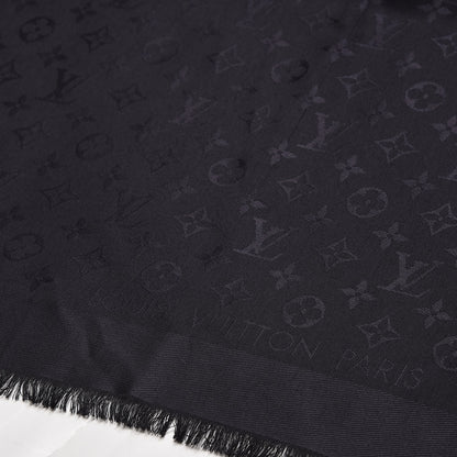 Louis Vuitton Silk Wool Monogram Shawl Black 3 of 4