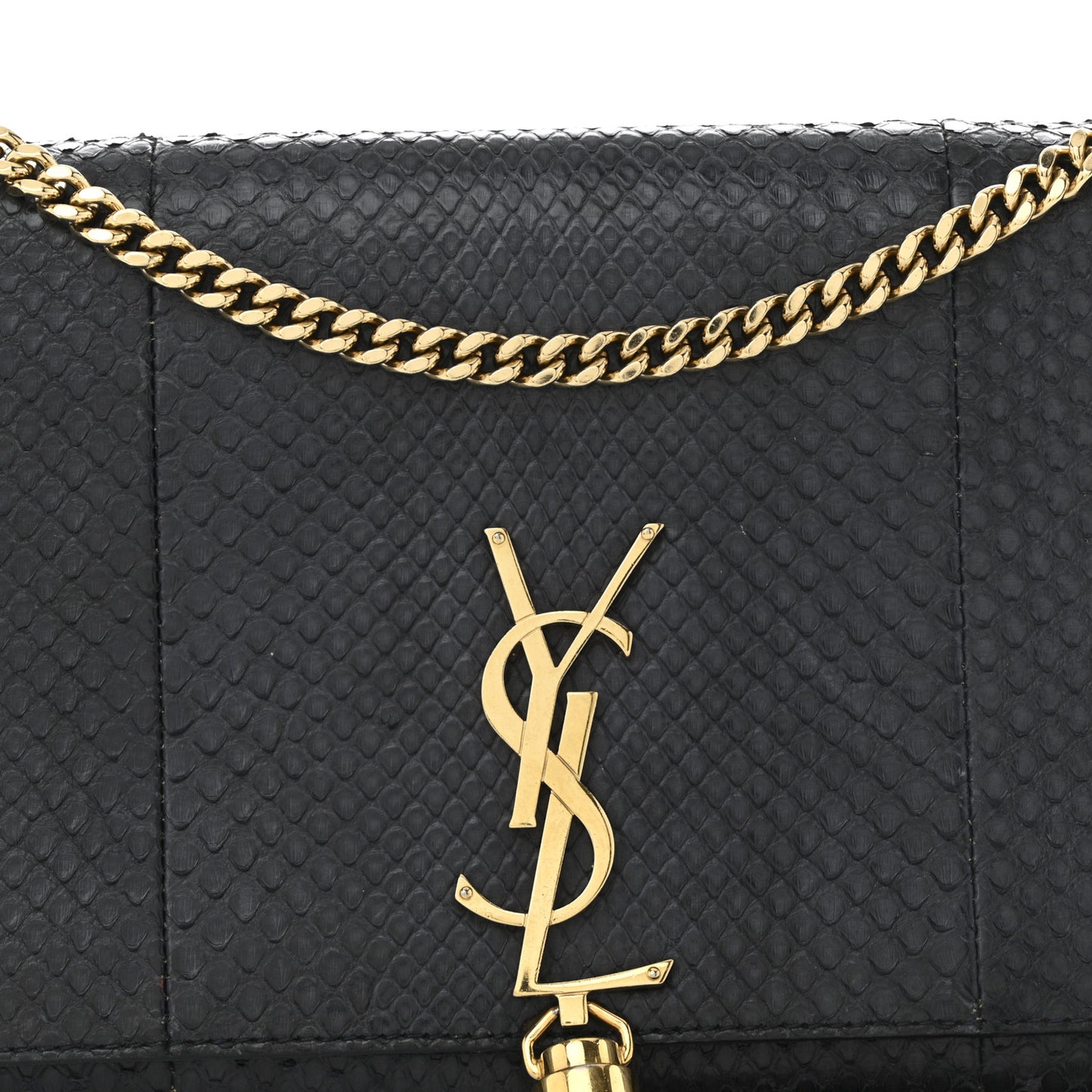 Snakeskin Medium Classic Monogram Kate Tassel Satchel Marine