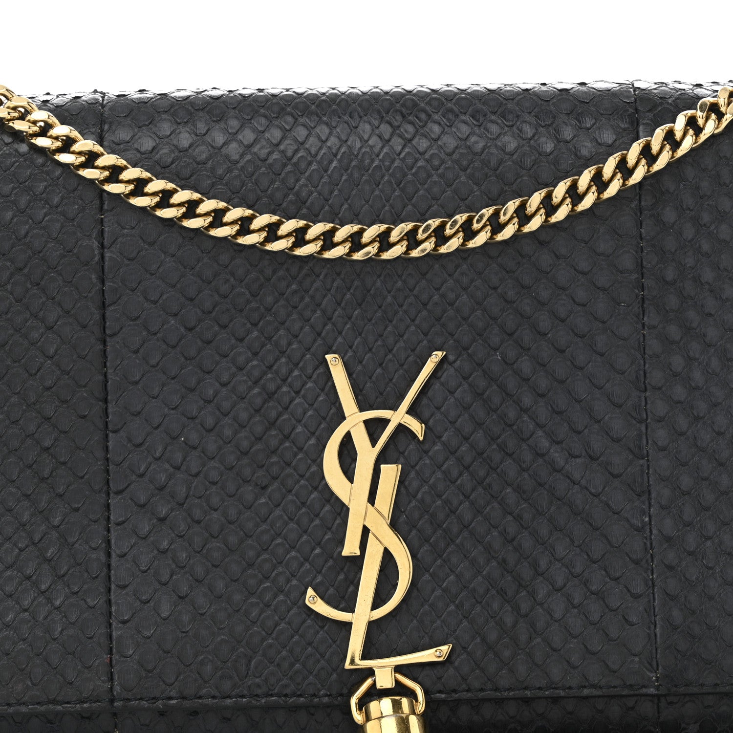 Saint Laurent Snakeskin Medium Classic Monogram Kate Tassel Satchel Marine 8 of 10