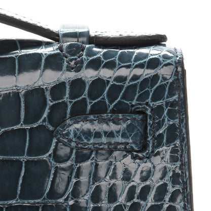 Hermes Shiny Alligator Kelly Pochette Blue Jean 8 of 17