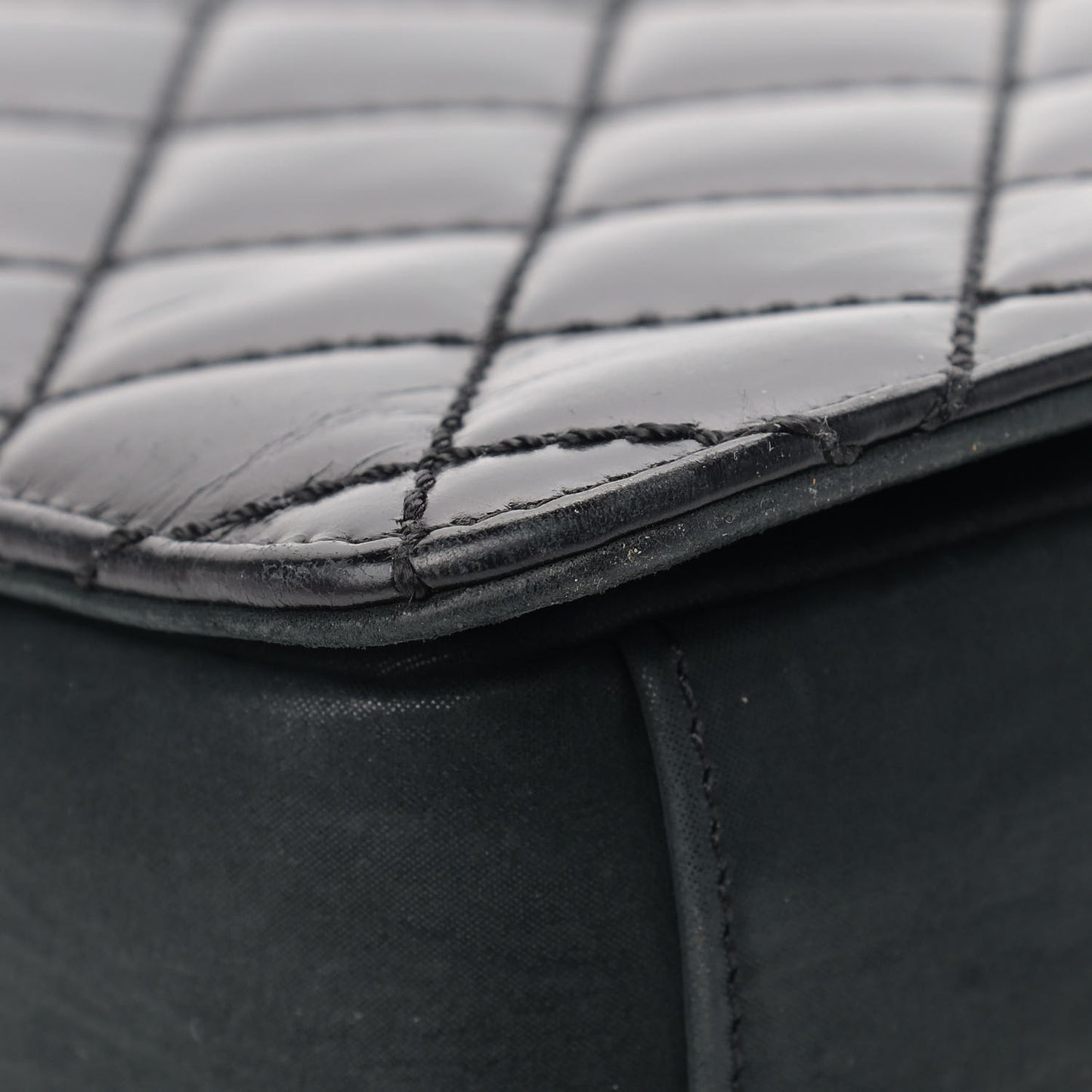 Glazed Calfskin Quilted Medium Day Trip Flap Black