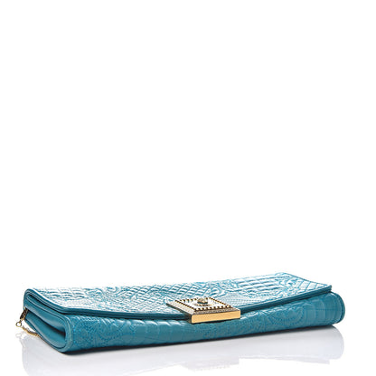 Versace Nappa Barocco Quilted Chain Clutch Blue 3 of 10