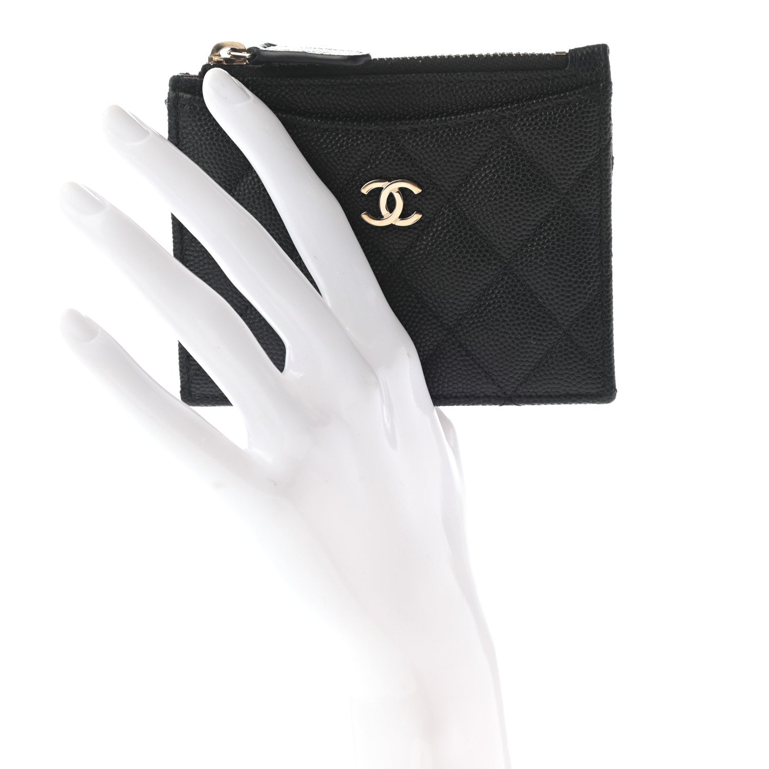 Chanel Caviar Quilted CC Zip Card Holder Black 2 of 7