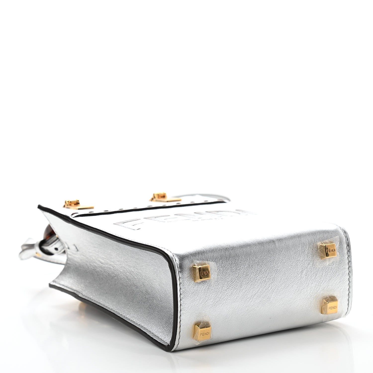 Fendi Vitello Catalan Mirror Plexiglass Mini Fendi Sunshine Shopper Tote Argento 4 of 12
