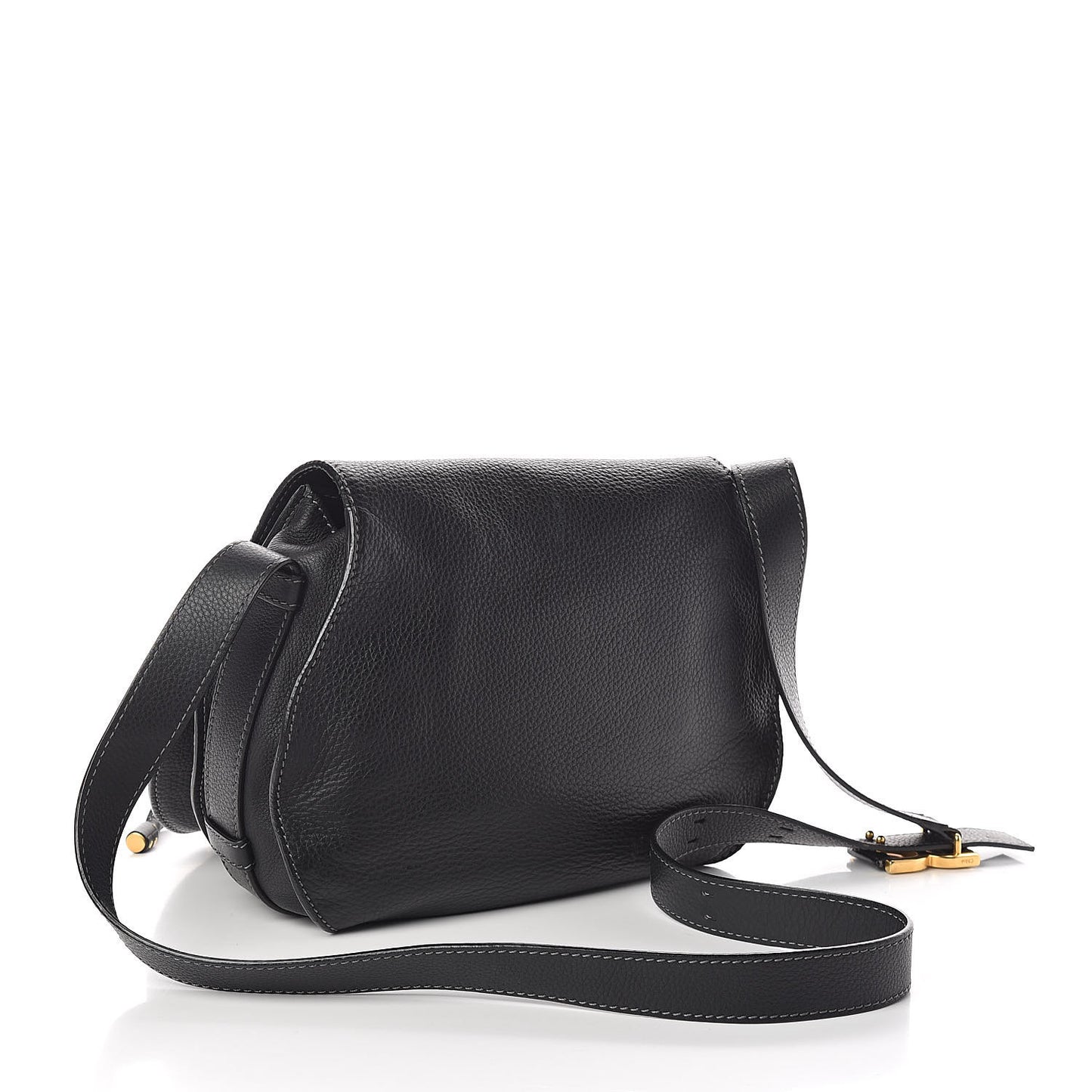 Calfskin Medium Marcie Round Crossbody Bag Black