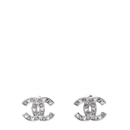 Chanel Baguette Crystal CC Earrings Silver 1 of 5