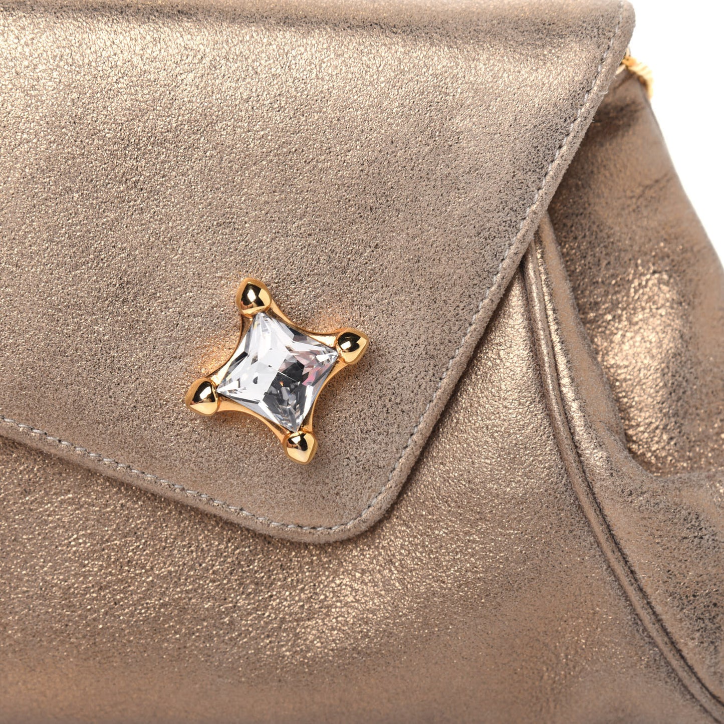 Metallic Flap Clutch Gold