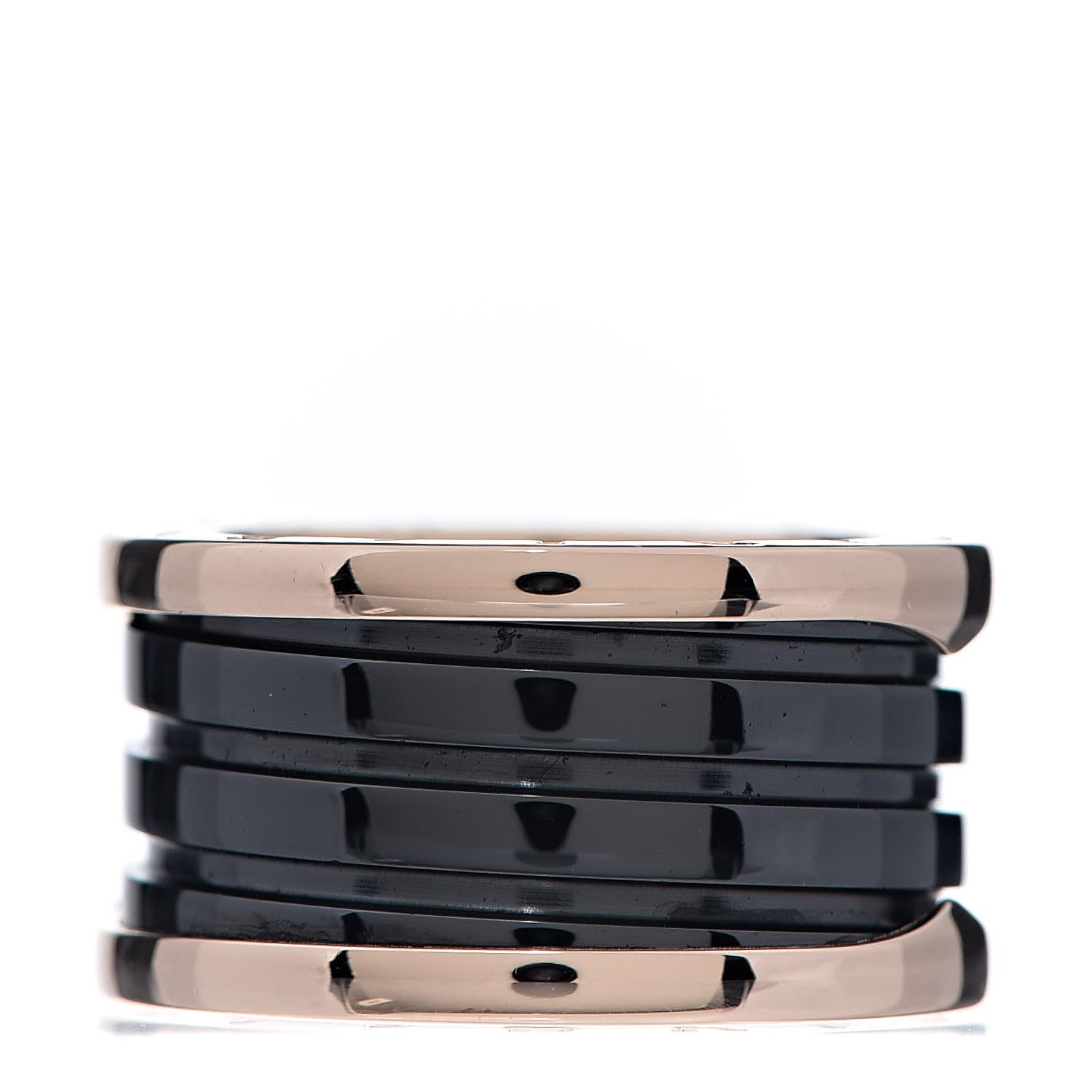 Bulgari 18K Rose Gold Black Ceramic B.Zero1 Four-Band Ring 55 7.25 2 of 6