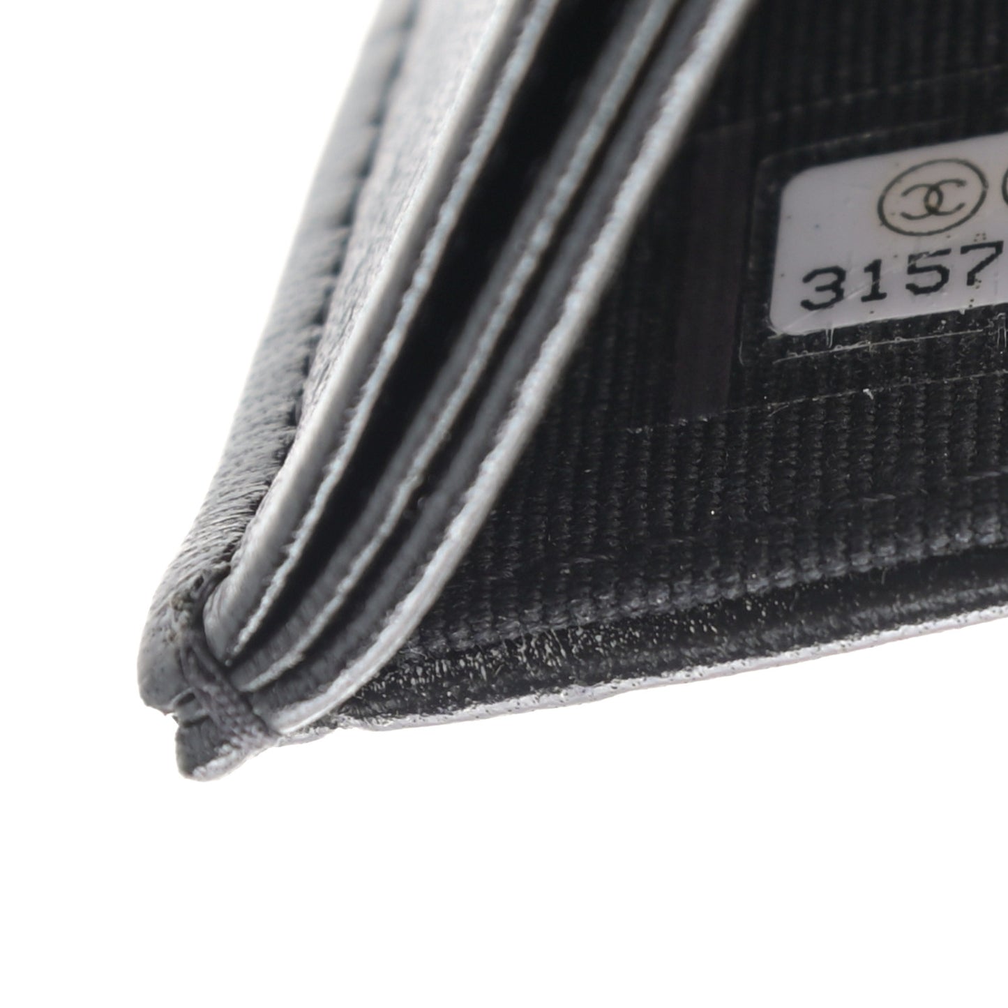 Lambskin Quilted Camellia Card Holder On Chain Black