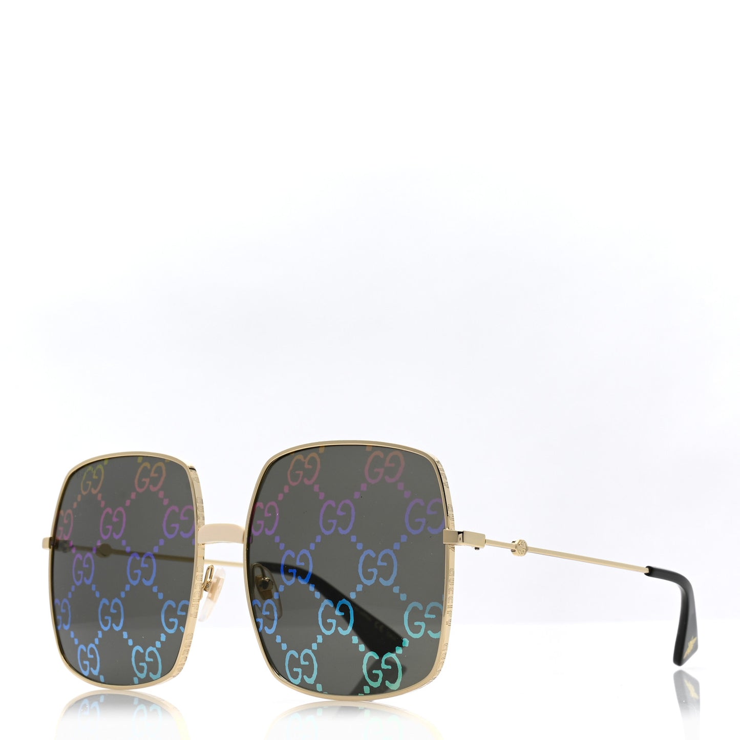 Metal Rectangular Frame Sunglasses GG0414S Gold Multicolor