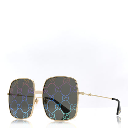 Gucci Metal Rectangular Frame Sunglasses GG0414S Gold Multicolor 1 of 8