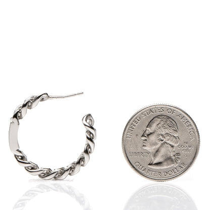 Chanel CC Chain Hoop Earrings Silver 2 of 4