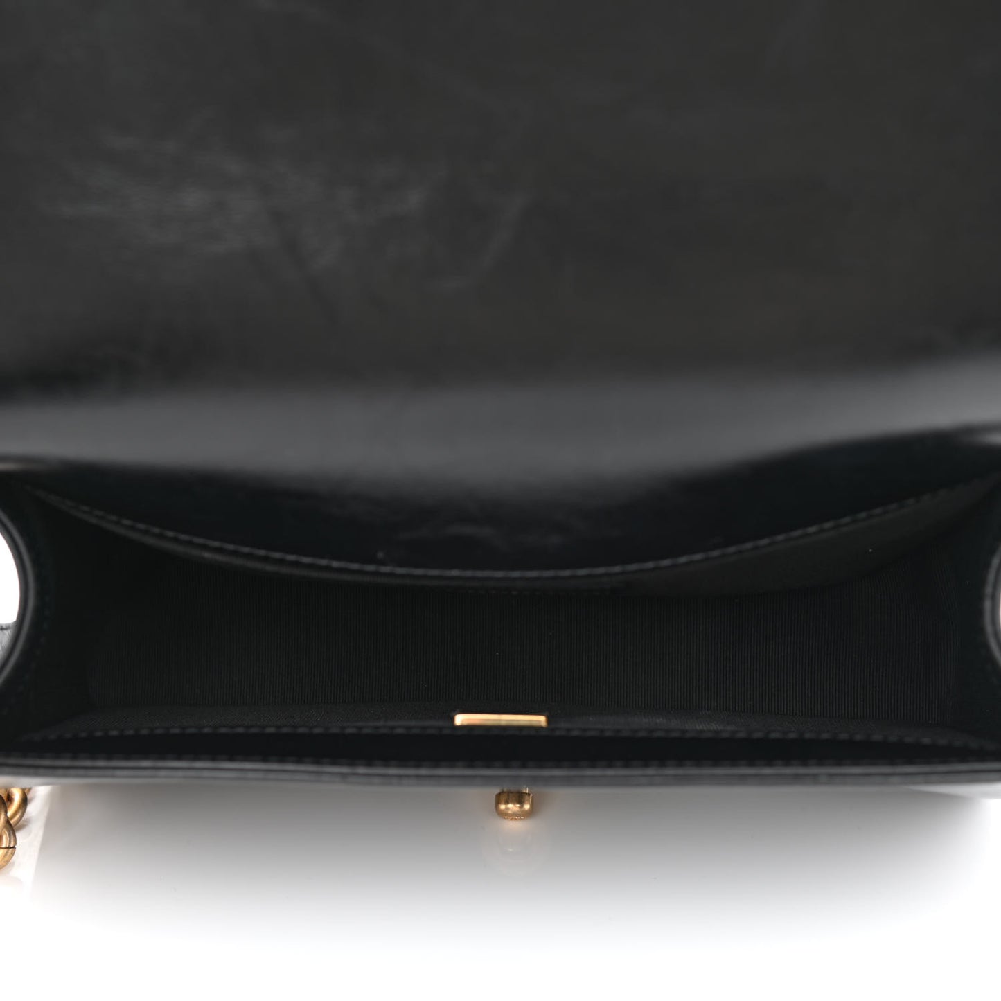 Metallic Glazed Calfskin Medium Boy Flap Black Gold