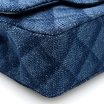 Chanel Printed Denim Quilted Mini Rectangular Flap Dark Blue 9 of 10