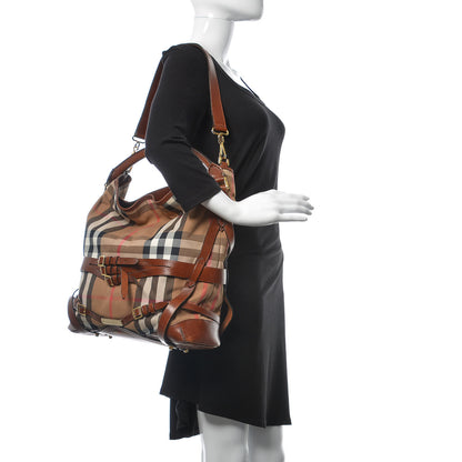 Burberry House Check Bridle Calfskin Medium Gosford Hobo Dark Tan 2 of 12