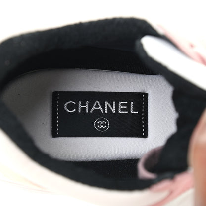 Chanel Nylon Lambskin Suede Calfskin CC Sneakers 38.5 Pink White Black 6 of 7