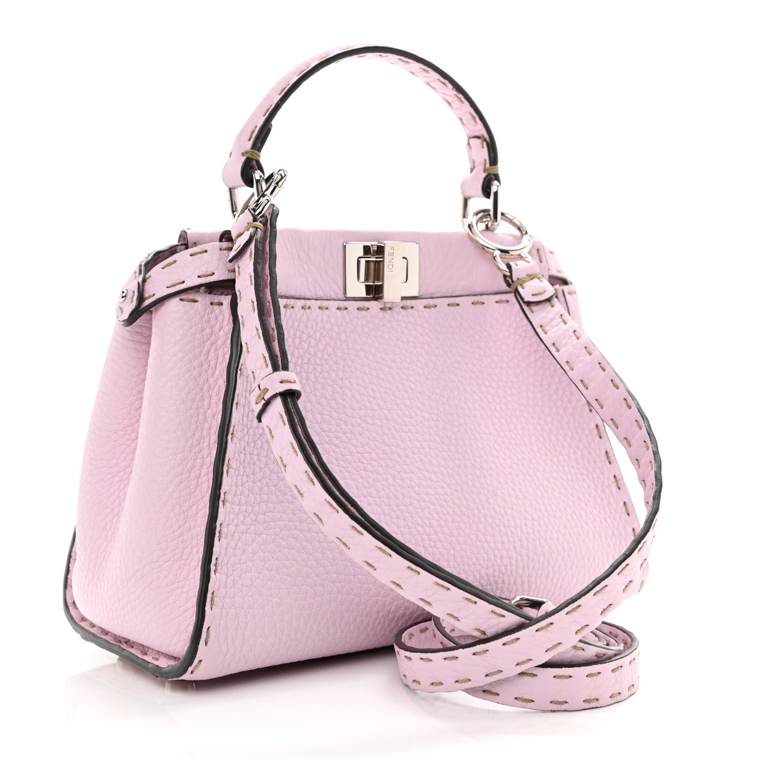 Fendi Cuoio Romano Selleria Mini Peekaboo Iconic Satchel Anemone 3 of 7
