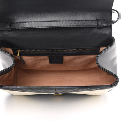 Gucci Calfskin Bamboo Trapuntata Queen Margaret Top Handle Bag Mystic White Black 6 of 13