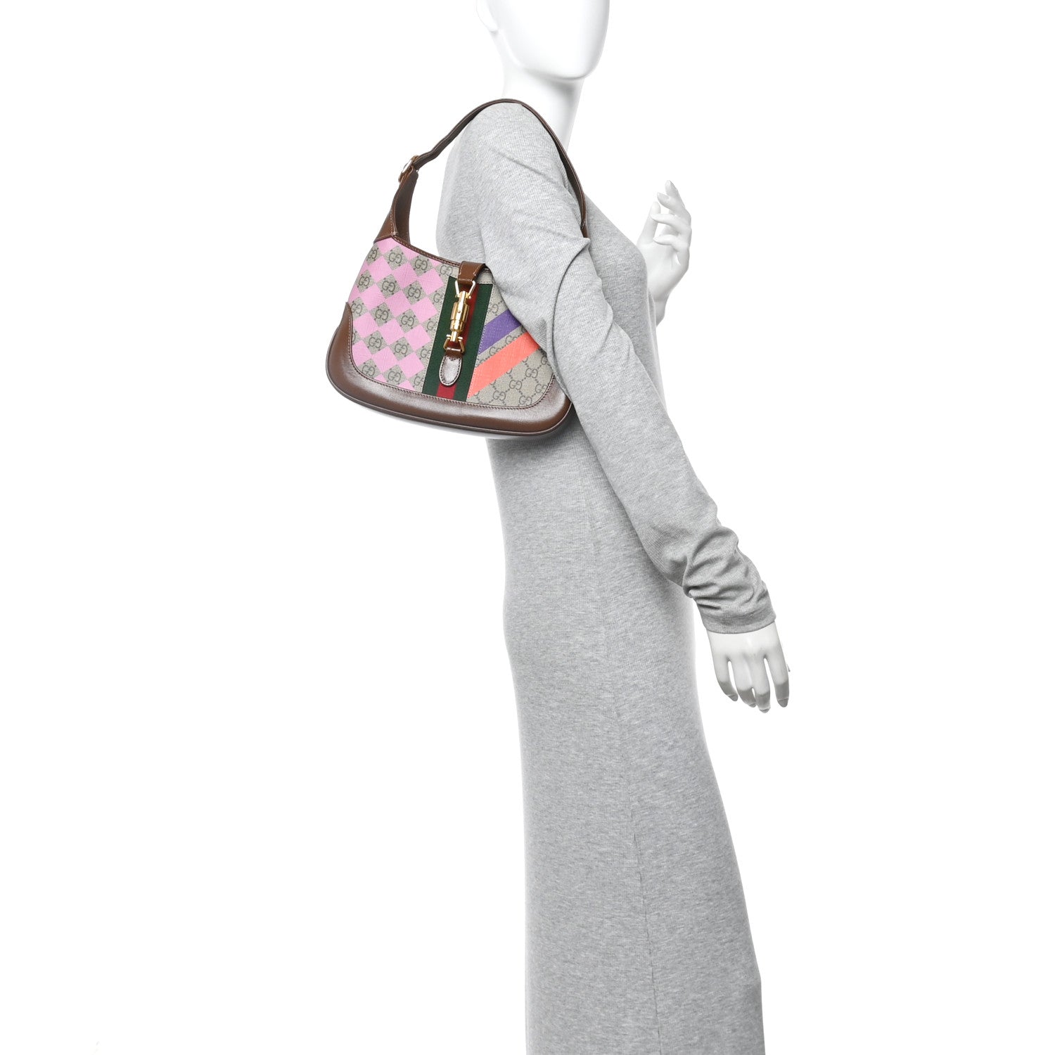 Gucci GG Supreme Monogram Azalea Calfskin Print Web Small Jackie 1961 Hobo Multicolor 2 of 13