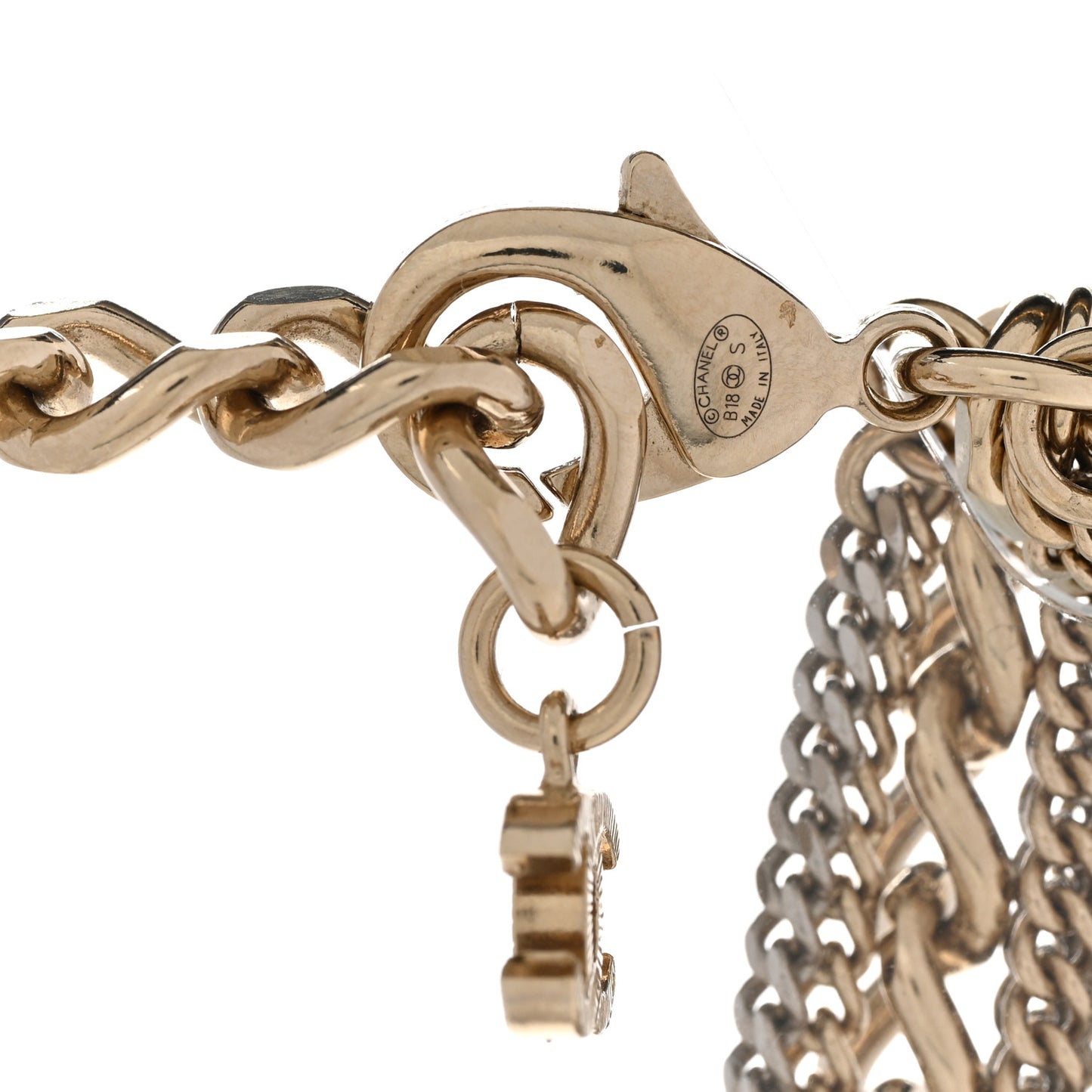 Chain Fringe Multi Strand CC Necklace Gold
