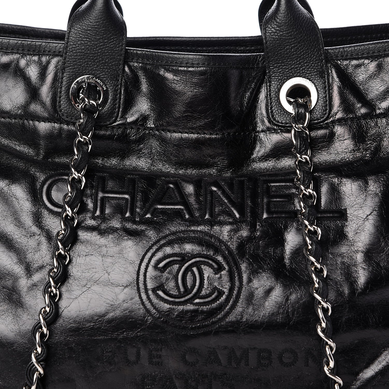 Chanel Glazed Calfskin Large Deauville Tote Black 8 of 17