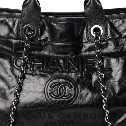 Chanel Glazed Calfskin Large Deauville Tote Black 8 of 17
