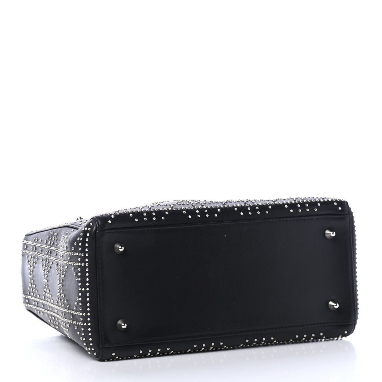 Calfskin Cannage Studded Medium Supple Lady Dior Black