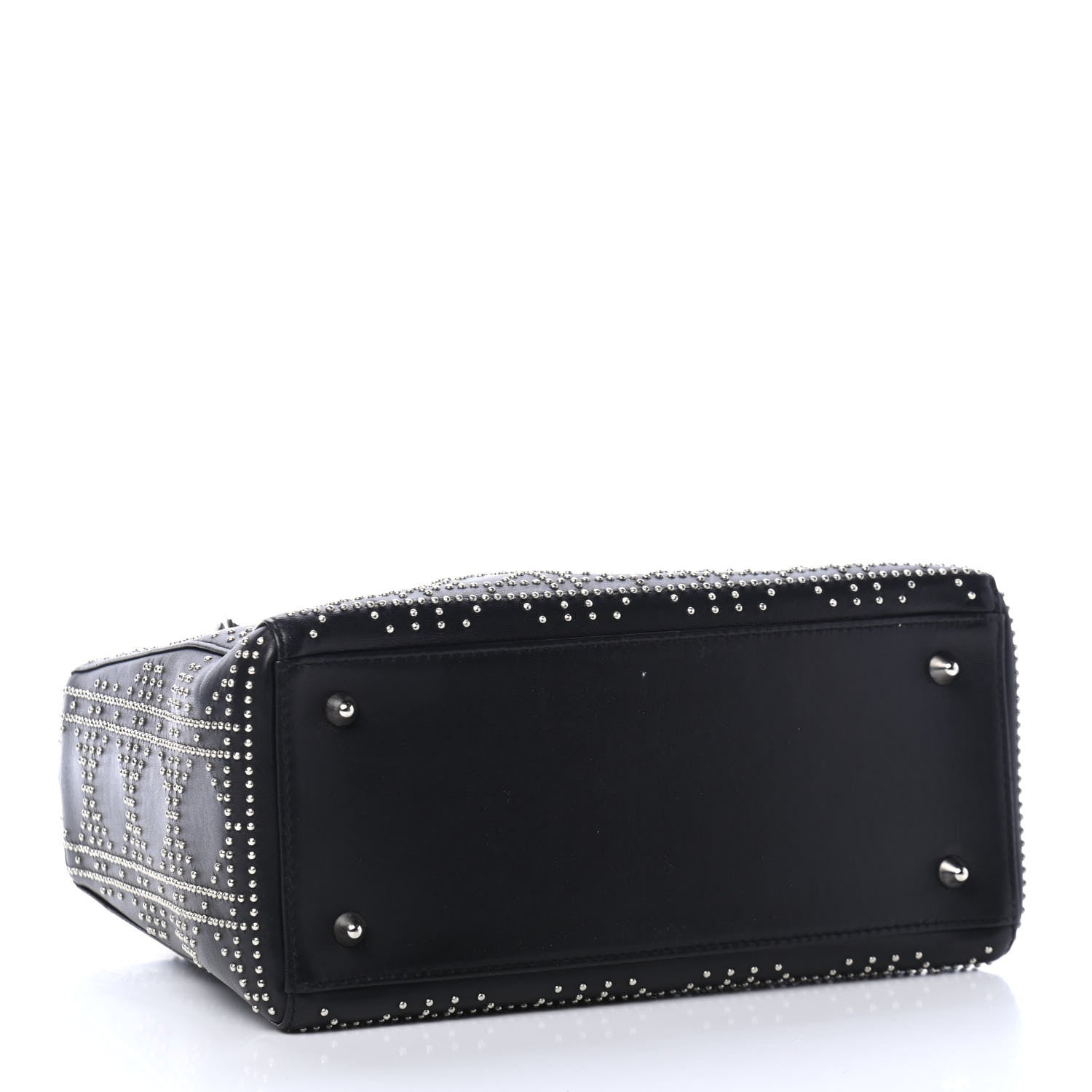 Christian Dior Calfskin Cannage Studded Medium Supple Lady Dior Black 3 of 4