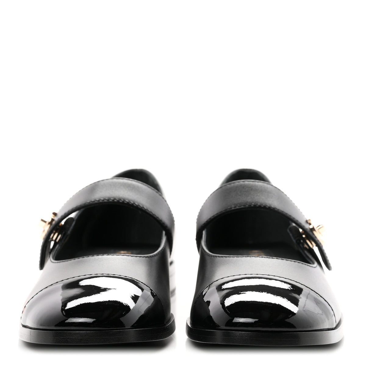 Calfskin Patent Mary Janes Flats 37 Black