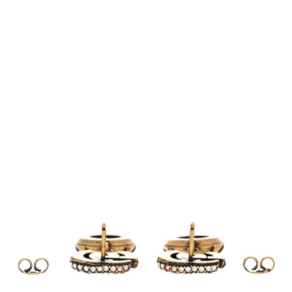 Gucci Metal Crystal Double G Drop Earrings Aged Gold 3 of 6