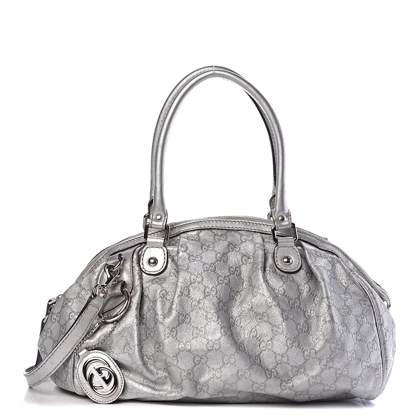 Metallic Guccissima Medium Sukey Boston Silver