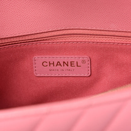 Chanel Caviar Chevron Quilted Small Coco Handle Flap Pink 8 of 9