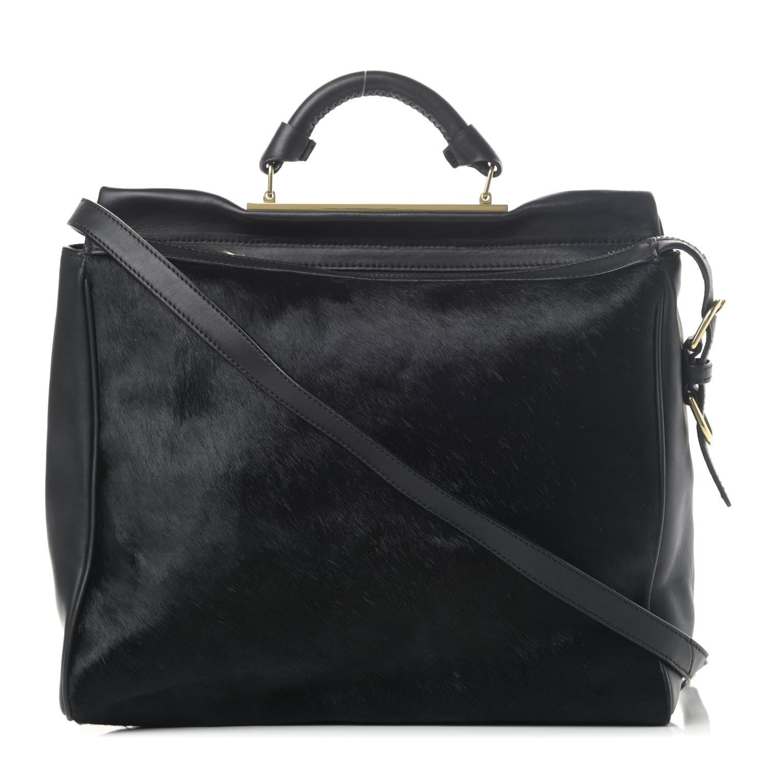 3.1 Phillip Lim Goat Fur Calfskin Ryder Satchel Black 1 of 4