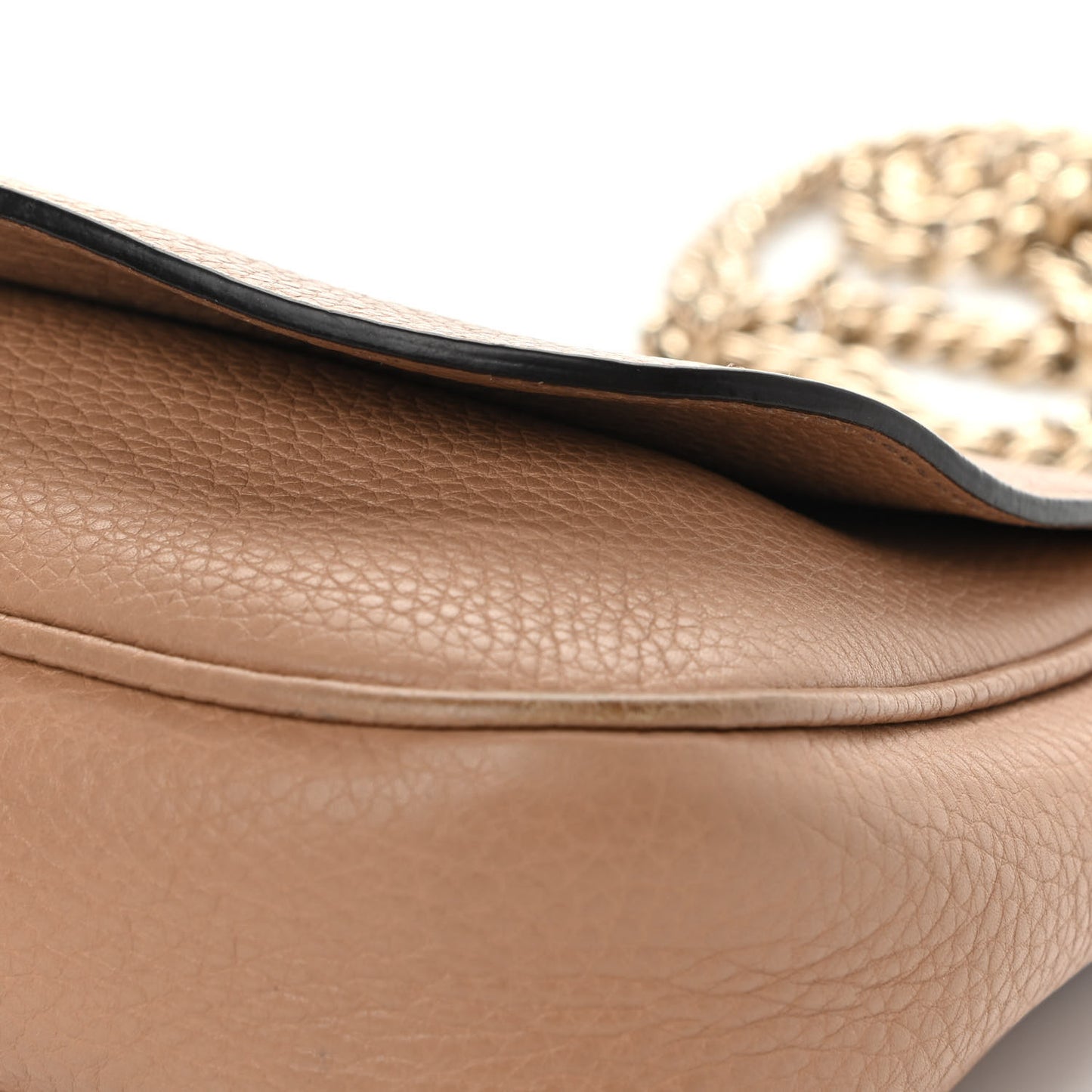 Pebbled Calfskin Medium Soho Flap Crossbody Camelia