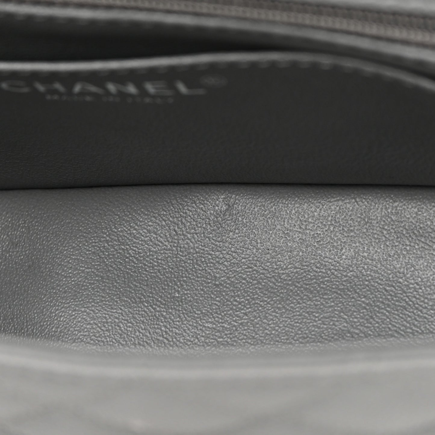 Caviar Quilted Mini Rectangular Flap Grey