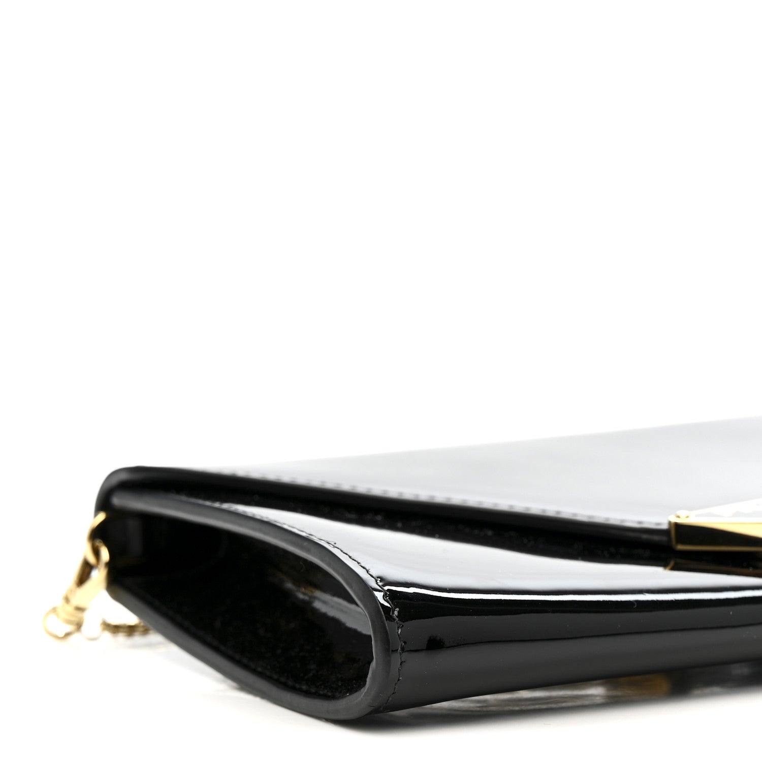 Prada Vernice Metal Triangle Logo Clutch Black 8 of 13