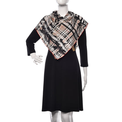 Burberry Silk Vintage Check Scribble Print Scarf Stone 2 of 4