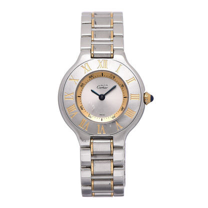 Cartier Stainless Steel 18K Yellow Gold 28mm Must De 21 Quartz Watch 1 of 17
