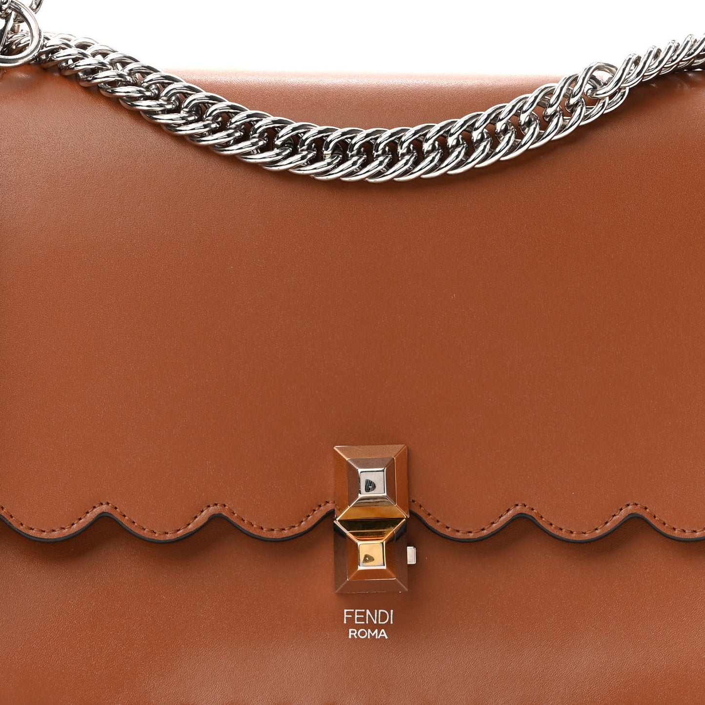 Vitello Liberty Scalloped Studded Kan I Shoulder Bag Caramello
